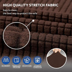 Stretch Couch Covers for Sofa, 3 Cushion Couch Slipcover,Chocolate | 1-Piece Washable Sofa Cover Pet Friendly(78"-94") Furniture Protector Soft Jacquard, Elastic Bottom for Dogs & Kids