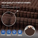 Stretch Loveseat Couch Cover, 2 Cushion Couch Slipcover,Chocolate | 1-Piece Washable Sofa Cover Pet Friendly (55"-78") Furniture Protector Soft Jacquard, Elastic Bottom for Dogs & Kids