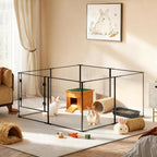 Acrylic Dog playpen Indoor: Clear Puppy Pen for Small Medium Dogs Cats with Metal Frame - 8panels 24inch Tall Transparent pet Fence with Door for Rabbits Guinea Pig