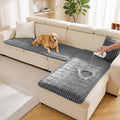 FUANGUI 2 Pack Waterproof Couch Cover for Dogs Pets Sofa Protector | Non-Slip Washable Fuzzy Soft Sofa Slipcover for 2 PCS L Shaped Sofa Pet Friendly, 27.6" x 70.9"+27.6" x 82.7", Grey