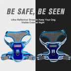 BARKBAY No Pull Dog Harness Front Clip Heavy Duty Reflective Easy Control Handle for Large Dog Walking(Sapphire Blue & Blue,XS)