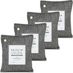 Moso Natural Air Purifying Bag 200g (4 Pack) Premium Charcoal Odor Absorber, Car Odor Eliminator & Closet Deodorizer for Home & Pet, Lasts 2 Years, Unscented Bamboo Charcoal Bags, HGTV Editors' Pick