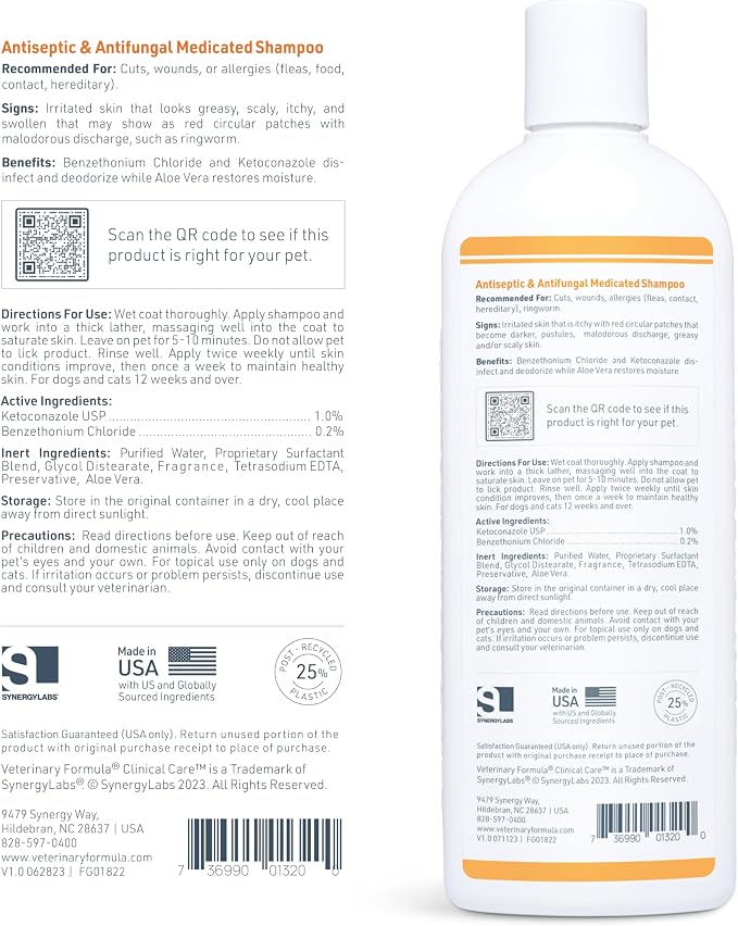Veterinary Formula Clinical Care Antiseptic + Antiparasitic Shampoo, 2-Pack | Includes Antiseptic & Antifungal and Antiparasitic & Antiseborrheic shampoos for itchy, flaky or oily skin