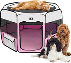 X-ZONE PET Portable Foldable Pet Dog Cat Playpen Crates Kennel/Premium 600D Oxford Cloth,Removable Zipper Top, Indoor and Outdoor Use (XL, Pink)