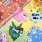 Sweetude 100 Pcs Plaid Dog Bandanas Bulk Paw Print Dog Scarf Bibs Puppy Pet Bandanas with Captions Adjustable Cat Outfit Washable Triangle Scarf Kerchief for Small to Medium(Vivid)