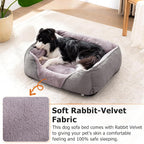 MIXJOY Calming Dog & Cat Beds - Soft Rectangle & Orthopedic Designs, Anti-Slip | Small / Medium Dogs & Indoor Cats (25x21in, Grey)