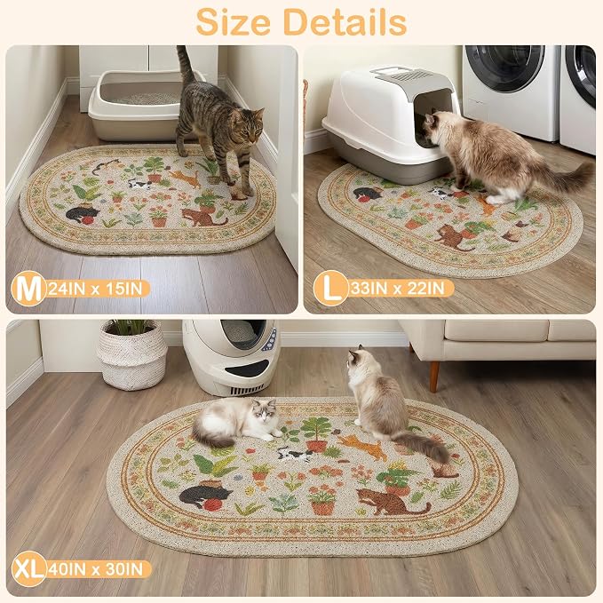 Bienbee Cat Litter Mat, 33" x 22" Dense Trapping Mesh for Litter Boxes | Litter Box Mat with PVC Mesh, Waterproof &Urineproof, Non-Slip Grip, Soft On Kitty Paws and Easy to Clean to Protect Floor