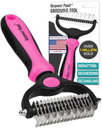 Maxpower Planet Hair Brush - Double Sided Shedding, Dematting Undercoat Rake for Dogs, Cats - Extra Wide Dog Grooming Brush, Pink | Pink, Deshedding & Dematting, Extra-Wide Double-Sided Comb, Long-Haired Coats, Reduces Shedding, Original Design