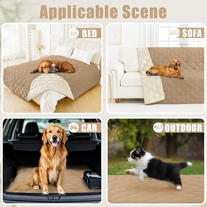 Smiry Waterproof Dog Bed Cover, Reversible Pet Blanket for Sofa Couch | Soft Washable Dog Blanket, Leakproof Couch Cover for Dogs Cats & Furniture Protection, 40x50, Camel/Beige