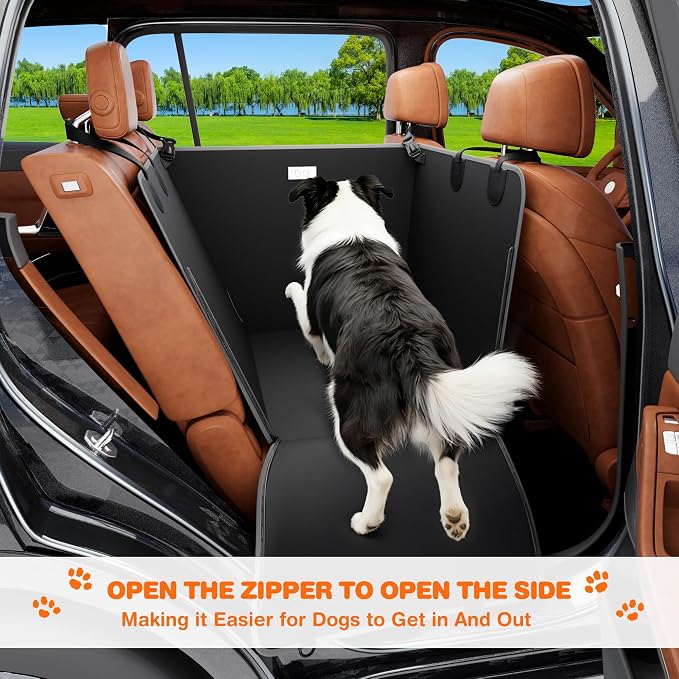njnj Half Dog Car Seat Cover for Back Seat - Waterproof Dog Half Hammock for Cars,Scratchproof Pet Backseat Protector,Perdurable,Non-Slip Booster Seat for Small,Medium and Large Dogs