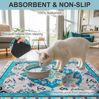 BEAUTYZOO Cat Litter Mat Litter Trapping Mat, 32"x 45" Large Litter Box Mat, Waterproof Kitty Litter Mat, Non-Slip Litter Rug Mats Pads for Floor Scatter Control, Soft on Paws & Easy to Clean, Blue