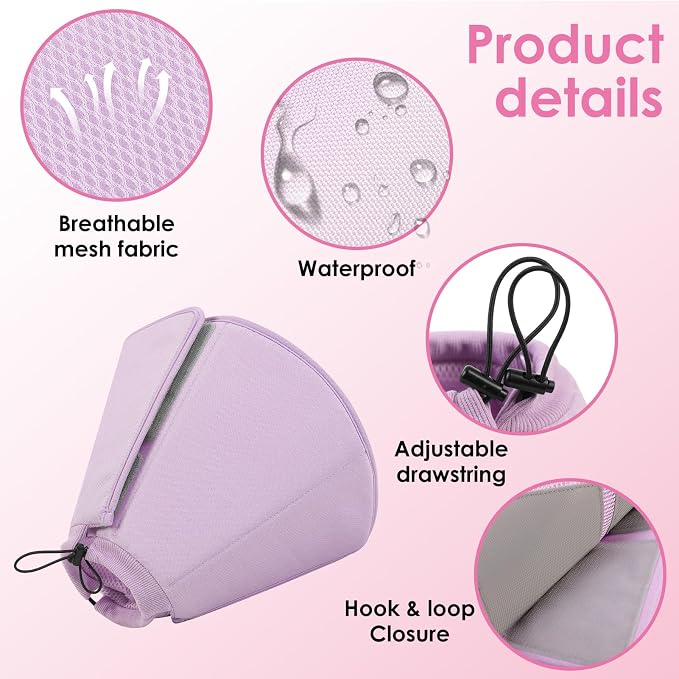 AOFITEE Soft Dog Cone, Adjustable Cones for Dogs After Surgery, Comfy Dog Cone Collar Alternative to Stop Licking, Elizabethan Recovery Collar for Large Dogs(Purple,Large)