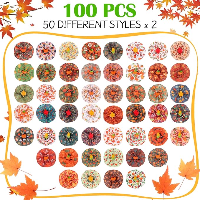 100 Pcs Fall Dog Collar Flowers Charms Bulk Thanksgiving Pet Flower Collar Bow Ties Holiday Dog Accessories Grooming Supplies Puppy Bows Slides Attachment for Small Medium Large Dogs Cat