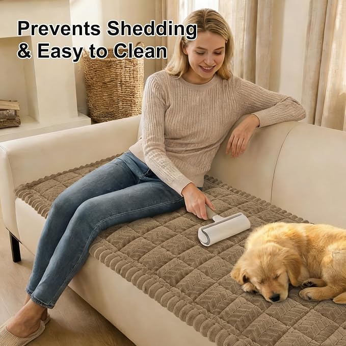 Smiry Couch Cover for Dogs, Non Slip Fuzzy Pet Sofa Arm Covers Washable | Sofa Slipcovers for Armrest & Backrest, Soft Thick Furniture Protector for Cats Dogs, Against Fur, Dirt (20"x24", 2 Pack)
