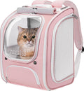 Pecute Cat Backpack Carrier,Large Space Cat Bubble Backpack,Ergonomic,Pink | Sunshade Curtain,Transparent Window,Safety Rope,Sturdy,Large Mesh on Both Sides for Breathability,Suitable for Outdoor,Vet