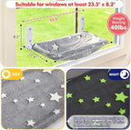 Zoratoo 2PC Glowing Star Cat Window Perch, Foldable Cordless Pet Hammock, M | Glow in the Dark Fabric, Sturdy Metal Frame, Removable for Machine Wash,Comfortable Sunken Design Resting Seat for Indoor Cat