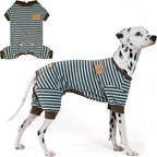 KYEESE Dog Pajamas, Lightweight Warm Pet Clothes Pets Sleepwear, Soft Comfy Pet Onesie Dog Pajamas for Large Breeds, Stretchy Pets Jumpsuit Dogs PJS with 4 Legs, Blue Striped, 3XL