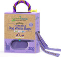 Greenbone Poop Bags for Dogs with Handles Lavender Scent Purple with Bonus Rope Pet Toy, 200 Count on Single Roll, Plant Based