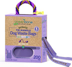 Greenbone Poop Bags for Dogs with Handles Lavender Scent Purple with Bonus Rope Pet Toy, 200 Count on Single Roll, Plant Based
