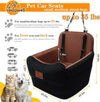 Dog Car Seat for Small Medium Dogs,Portable Pet Booster Seat with Safety Strap & Removable Washable Pad,Memory Foam Dog Travel Bed for Car,SOFE Velvet for Puppies Cats（M-Black/Brown）