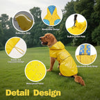 Kimee Dog Raincoat Reversible Dog Rain Jacket for Small to 3X-Large Dogs, S | Single Side Slicker Dog Poncho Adjustable with Leash Hole/Reflective Stripe Hooded Waterproof Snowproof Clothes for Small Dog