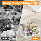 Dog Toy Bin Toy Basket Metal Storage Box with Handles Dog Organizer Chew-Proof White Dog Toy Box Blankets Leashes Chest Puppy Dog Toy Storage Container Home Decor Pet Toys Dog Cat