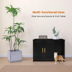 DWANTON Litter Box Enclosure, Wooden Cat Washroom Indoor, 27.6", 107BKK
