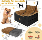 Dog Car Seat for Medium/Large Dog Booster Seat Under 60 lbs or 2 Small Dogs, Multi-Functional Pet Car Seat with Thick Cushion, 2 Safety Leashes(BlackBrown)
