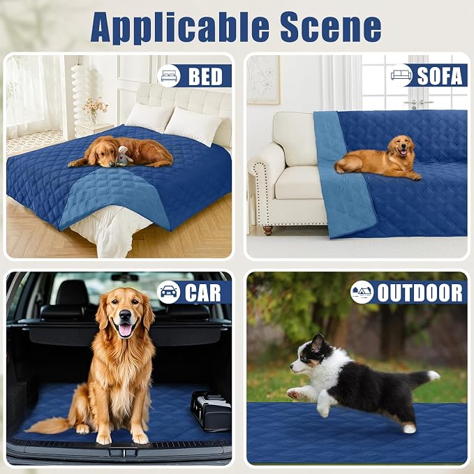 Smiry Waterproof Dog Bed Cover, Reversible Pet Blanket for Sofa Couch | Soft Washable Dog Blanket, Leakproof Couch Cover for Dogs Cats & Furniture Protection, 40x70, Navy/Blue