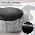 rabbitgoo Calming Cat Beds for Indoor Cats, 20 inches, Light Grey | Soft Warm Donut, Fluffy Faux Fur, Supportive Raised Rim, Anti-slip, Machine Washable, Up to 15lbs Kittens & Small Cats