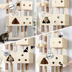 Globlazer Extra Large Cat Tower, 81-inch Tall Cat Tree for Big Cats 20 lbs, XXL Heavy Duty Cat Scratching Tower for Indoor Adult Cats with 3 Cat Condos, 8 Scratching Posts, F81, Beige