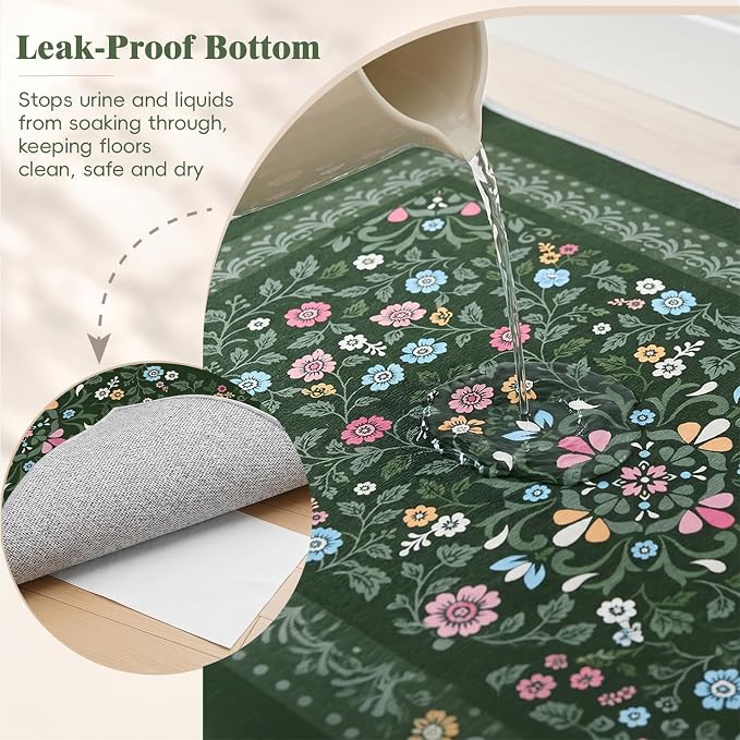 Bienbee Cat Litter Mat, 2 Pack 28" x 20" Machine Washable for Litter Boxes | Cat Litter Rug with Waterproof Backing, Non-Slip Grip and Soft On Kitty Paws to Catch Litter and Protect Floor