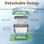 10L No Spill Dog Water Bowl, 2.6 Gal Stainless Steel No Splash Large Dog Water Bowl with Non-Slip Silicone Mat, Spill Proof Slow Drinking Pet Bowls for Messy Drinkers Indoor/Outdoor Use Green