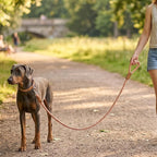 Mile High Life Dog Leash Braided Cotton Rope w/Leather-Wrapped Ends/Handle | Rust-proof 360° swivel clasp, Heavy-duty for medium/large breeds. Great for weddings, daily walks (4 FT, 1/2", Brown)