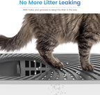 SuzziPaws Stainless Steel Litter Box Top-Entry Dog-Proof for Multi-Cats | XL Dark Grey Hooded Cat Litter Box with Filter & Scoop, Anti-Leakage High Walls Reduce Tracking for Multi-Cat Homes