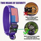 Celifelight Tactical Dog Collar Military Dog Collar Adjustable Nylon Dog Collar Heavy Duty Metal Buckle with Handle for Dog Training,with Patches(Purple, M)