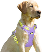 BARKBAY No Pull Dog Harness Front Clip Heavy Duty Reflective Easy Control Handle for Large Dog Walking(Violet Purple & Sunlight,S)
