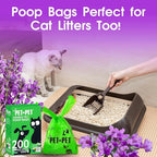 Pet N Pet 200 Counts Lavender Scented Dog Poop Bags with Tie Handles, 41% Plant Based & 59% PE Poop Bags for Dogs, Extra-Thick Doggie Poo Bag, Pet Waste Bag
