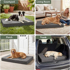 WNPETHOME Outdoor Dog Bed Waterproof, Large Outdoor Dog Bed for Large Sized Dog, Outdoor Indoor Dog Bed with Removable Washable Cover, Egg Crate Foam Dog Crate Mat, Durable Waterproof Dog Bed