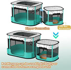 Portable Cat Playpen, 8-Rod Reinforced Kitten Dog Playpens, Foldable Play Pen for Indoor Cats Enclosed Pet Puppy Doggy Outdoor, Collapsible Tent Kennel Cage House(32"x24"x22")