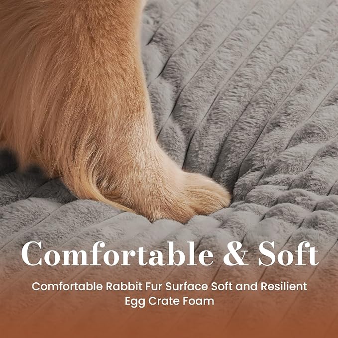 Extra Large Orthopedic Dog Crate Bed with Waterproof Lining | Egg crate foam for joint support. Soft plush surface. Non-slip bottom. Removable & machine washable cover. OEKO-TEX certified