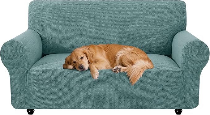 XINEAGE Stretch 2 Seater Slipcover, Non-Slip Pet Couch Cover,Light Blue | Washable Furniture Protector, Elastic Bottom, Dogs & Cats Friendly, Scratch-resistant, Fast Setup, High Elasticity