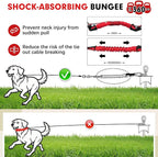 Snagle Paw Dog Tie Out Cable and Stake with Lock-Cap,Heavy Duty 20FT Dog Yard Leash & Stake with Shock Absorbing Bungee Tether,Rust Proof Ground Anchor for Yard, Beach, Camping & Outdoor,up to 360 Lbs