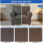ZNSAYOTX Stretch Chair Cover, 1 Piece Couch Covers for 1 Seat Sofa, Jacquard Armchair Slipcovers with Elastic Bottom Thickened Furniture Protector for Dog Cat Pet (Small, Brown)