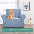 YEMYHOM Couch Cover Latest Jacquard Design High Stretch Sofa Chair Covers for Living Room, Pet Dog Cat Proof Armchair Slipcover Non Slip Magic Elastic Furniture Protector (Small, Light Blue)