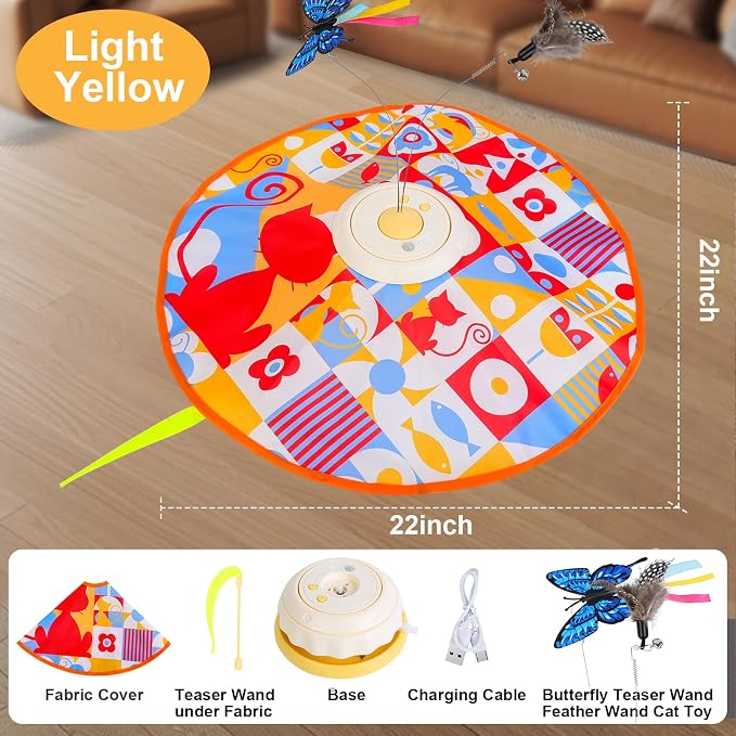 Interactive Cat Toys for Indoor Cats, Kitten Toys for Indoor Kittens,Yellow | Automatic Electronic Cat Toys for Bored Adult Cats, Stimulating Moving Cat Enrichment Toy, Hide and Seek Cat Games Toy
