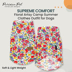 Parisian Pet Floral Dog Shirt - Cotton Clothes for Small Dogs - Stylish Dog Beach Outfit - Lightweight and Soft Puppy Clothes - Trendy Camp Tshirts for Dogs - Comfortable Summer Vacation Pet Apparel