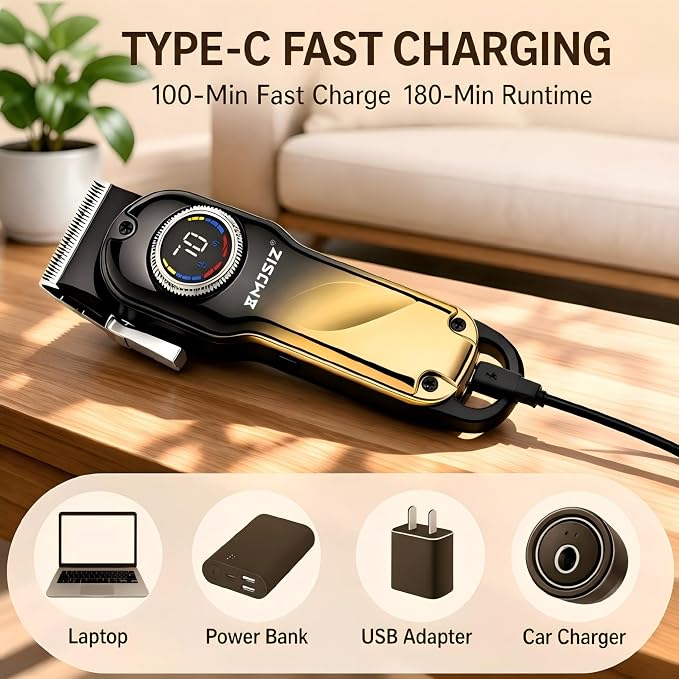 Dog Clippers for Grooming Thick Hair, Pet Grooming Kit with Carry Case | LCD Display • USB-C Charging • 180-Min Runtime • Low Noise • Carrying Case • Metal Housing