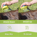 Wondurdog Deluxe Indoor Outdoor Dog Wash Kit for Shower and Garden Hose w/Water Pressure Control, Splash Shield & Rubber Scrubbing Attachment. Fast & Easy Dog Bath. Cleaning for Short & Long Hair Pet