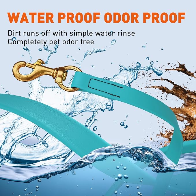 Viper Biothane K9 Working Dog Leash Waterproof Lead for Tracking Training Schutzhund Odor-Proof Long Line with Solid Brass Snap for Puppy Medium and Large Dogs, 33ft Sky Blue